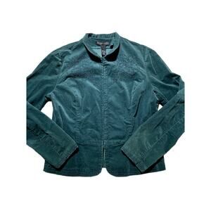 New York & Company Womens 14 Green Velvet Embroidered Jacket NWT